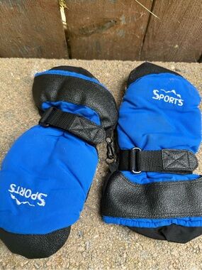 Blue Black Sports Ski Snow Mittens Gloves Size Youth